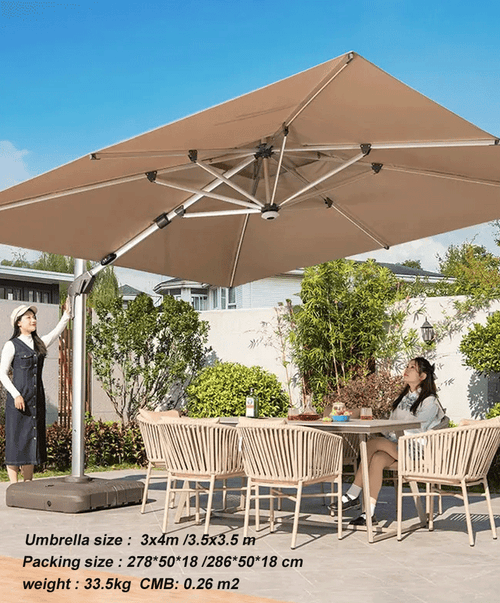 12ft Cantilever Solar Umbrella with LED Lights - Image 2
