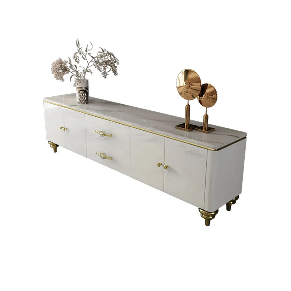 Luxury Modern Gold Metal Wood Living Cabinet Frame Table Mirror - Image 3