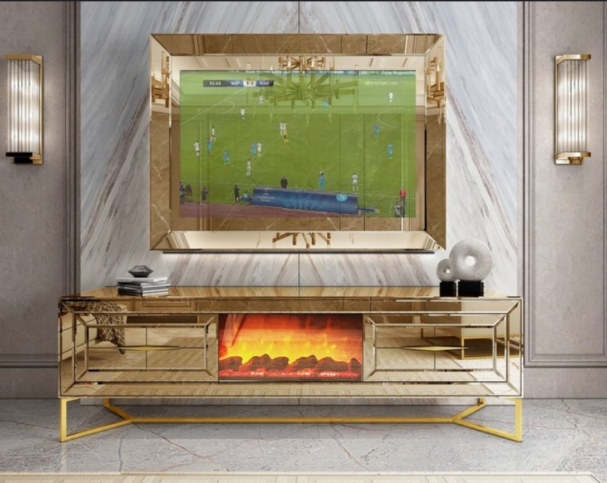 Luxury Stainless Steel Living Home Hotel Mirror Table Set Cabinet - Image 3