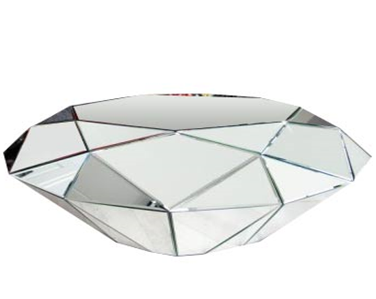 Modern Living Home Table Room Furniture Mirrored Diamond Shape Coffee - Image 3