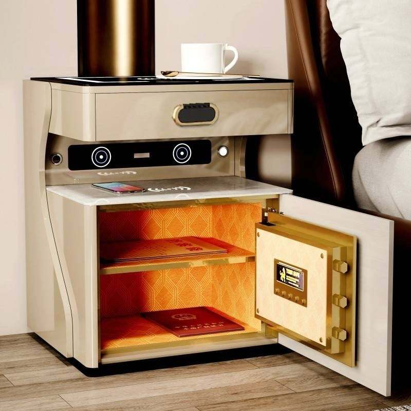 Smart Simple Modern Bedroom Table Cabinet Bedside Safe Integrated - Image 3