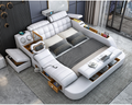 Luxury Smart Leather Fabric Bed Multifunctional Tatami King