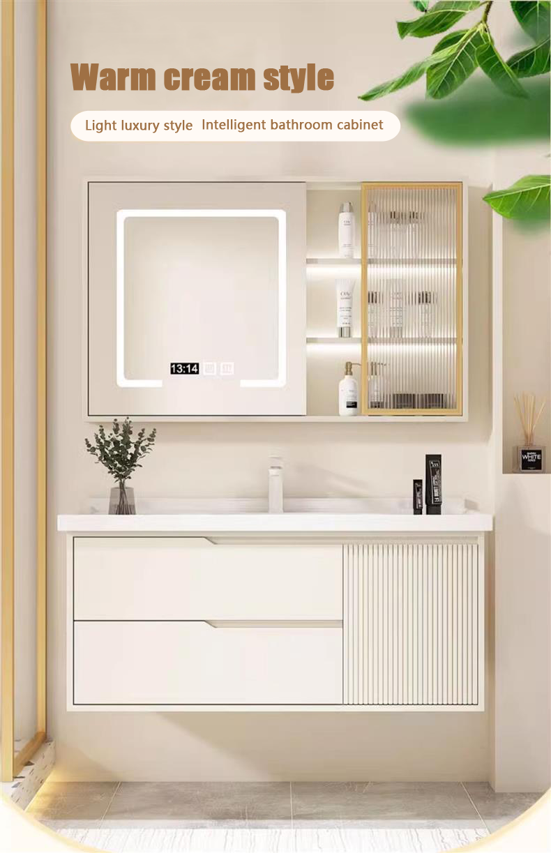 Bathroom Mirror Sink Storage Furniture White Color Vanity Wall - Image 3