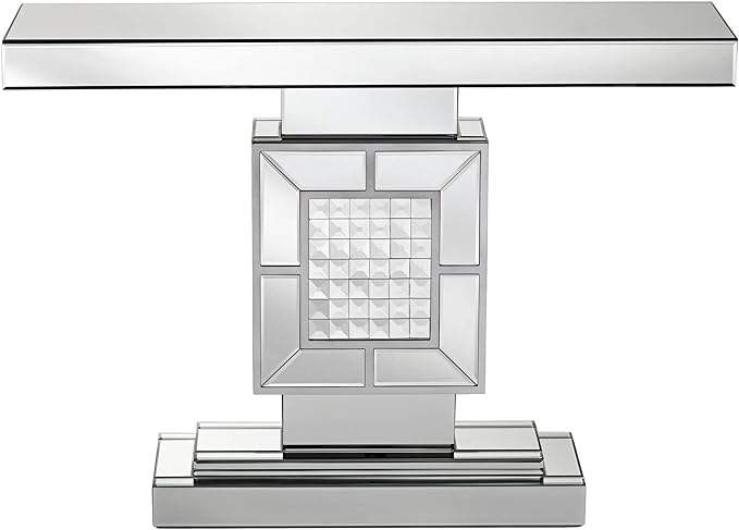 Modern Glass Living Home Bedroom Office Console Table Glam Mirrored - Image 3