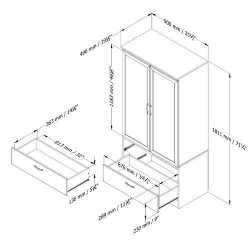 Bedroom Cabinet Easy Wardrobe White Almirah Receive Ark Two Drawers - Image 3
