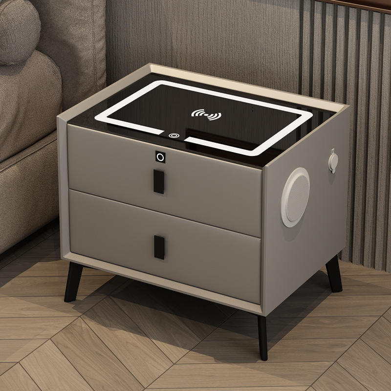 Smart Luxury Wood Table Bedside Light Full Solid Multi-functional Nightstand - Image 4