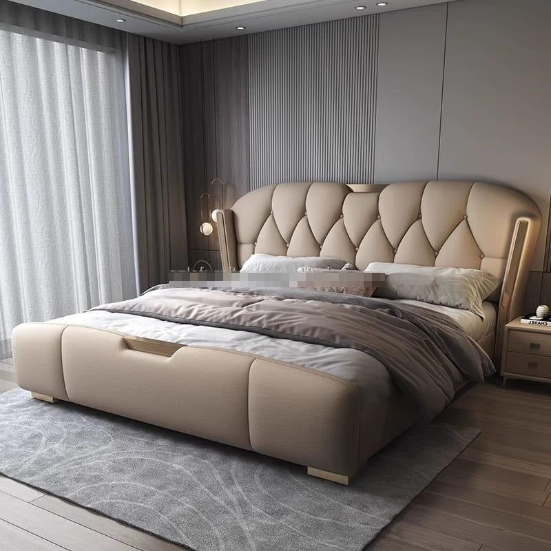 Wood Bedroom Bed Set Soft Up-holstered Furniture King Double - Image 3