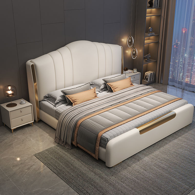 Luxury Leather Bed Italian High-end First Layer Cowhide 1.8m - Image 3