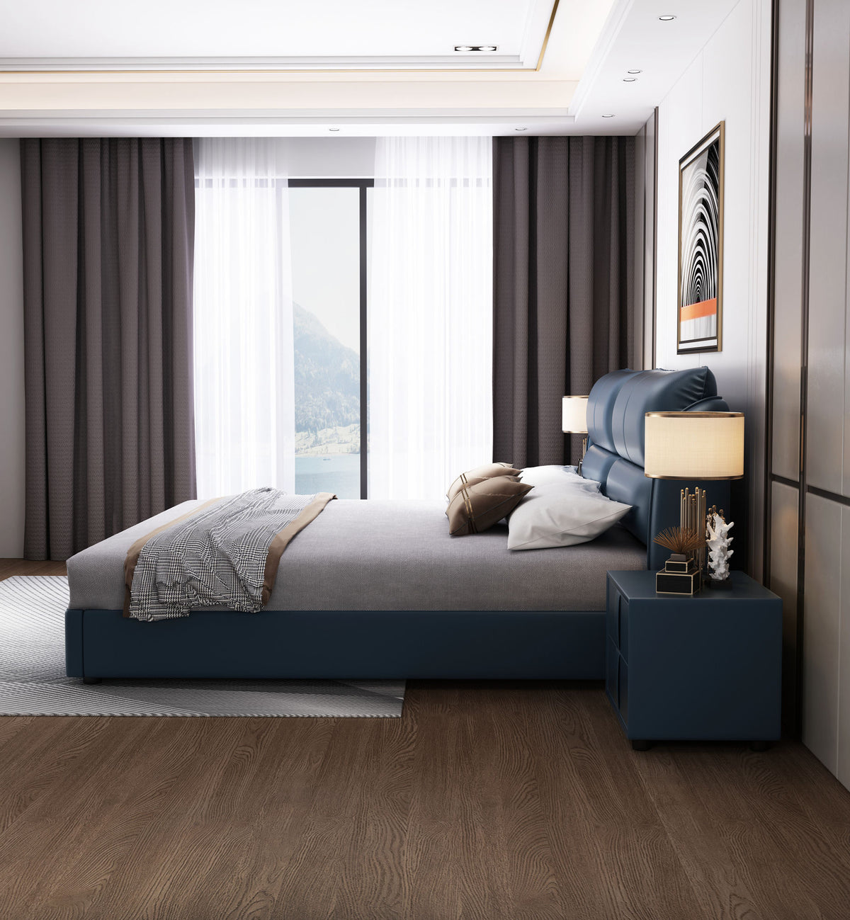 Luxury Modern Bedroom Bed Queen Size Furniture Double - Image 4