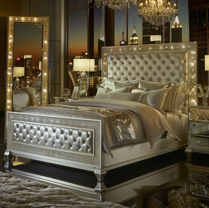 Bed Upholstered Tufted Mirrored /queen/king - Image 3