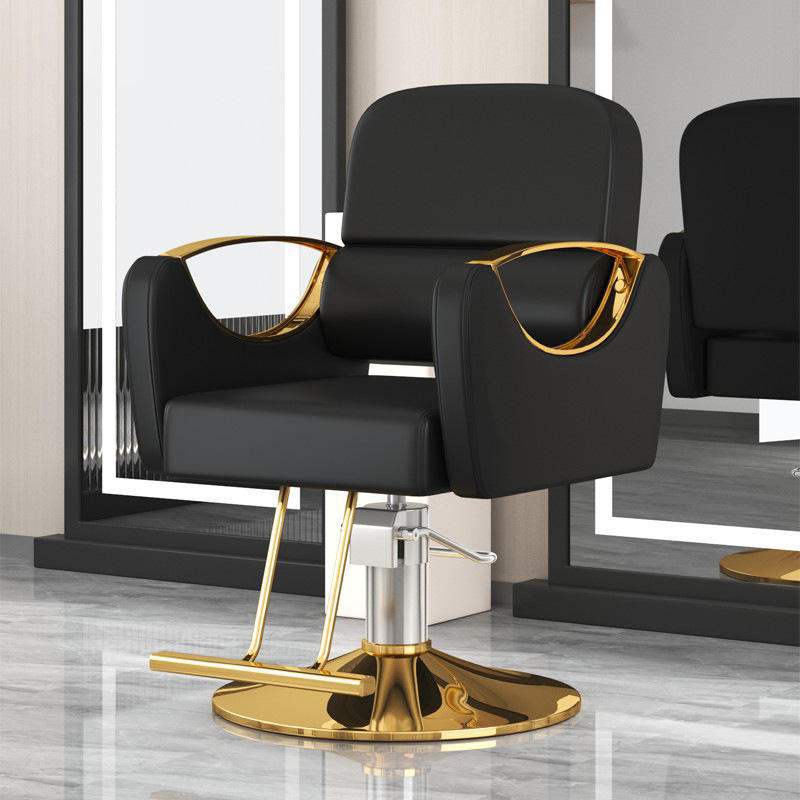 Simple Metal Leather Salon Barber Chair New White Electroplated - Image 3