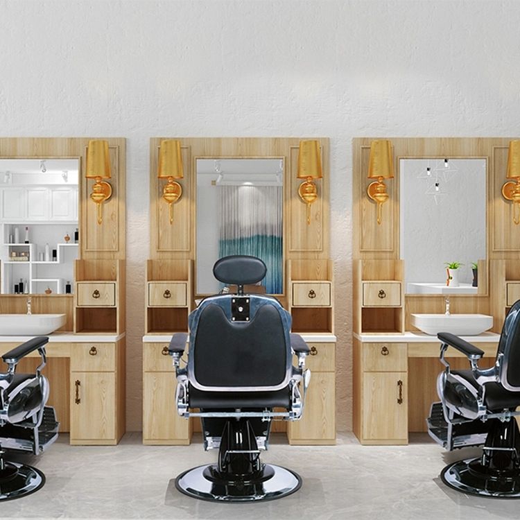 Wooden Salon Hairdressing Styling Mirror Station - Image 3