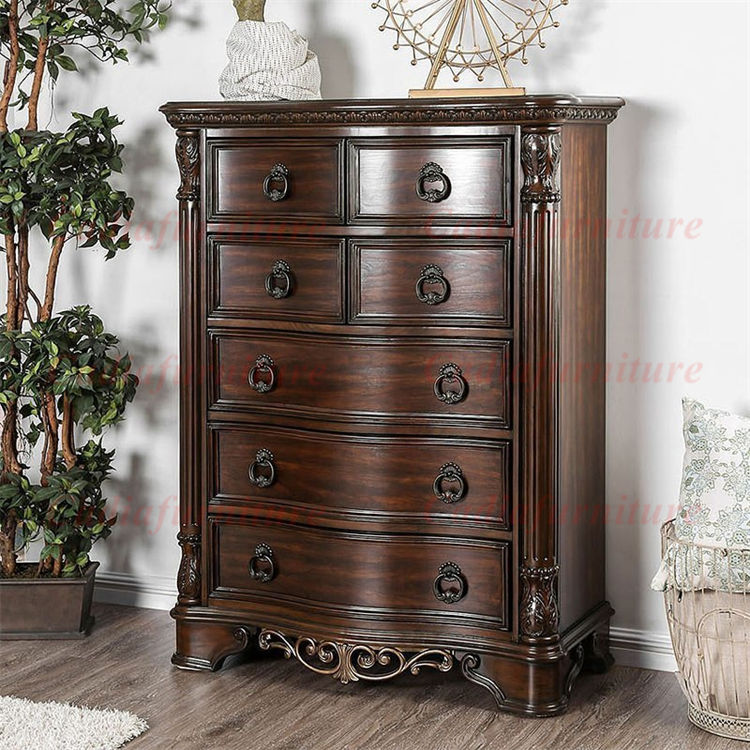 Luxury Wood Bedroom Antique French Furniture Brown Master - Image 3