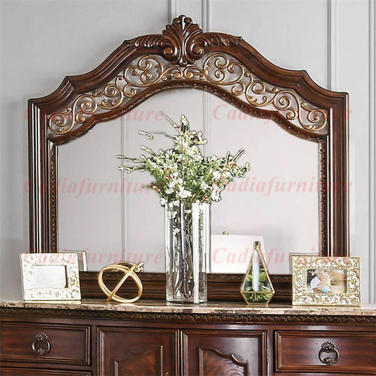 Luxury Wood Bedroom Antique French Furniture Brown Master - Image 4