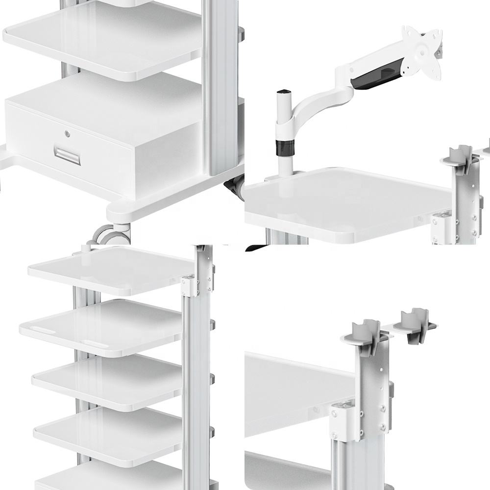 Hospital Mobile Workstation 4Layer Storage - Image 3