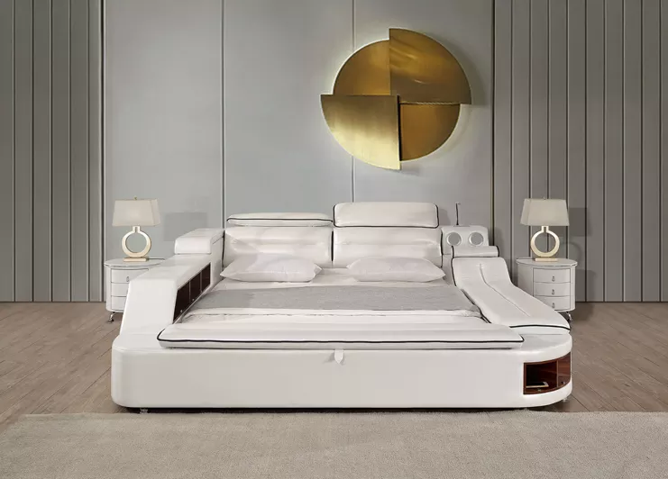 Smart Modern Bed Massage Audio Function King Storage Compartments - Image 4