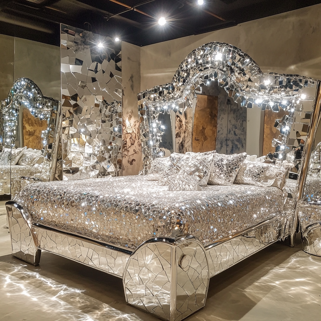 Bedroom Frame Bed Diamond Crystal Wooden Queen/king Size Designer Furniture - Image 5