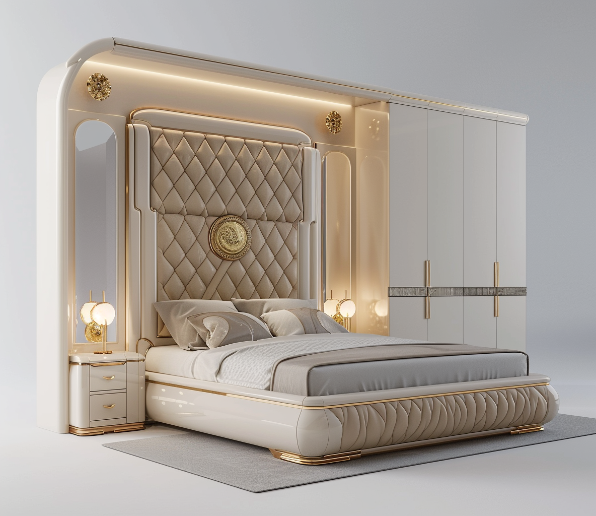 Fabric Bed Frame Up-holstered Double Size King