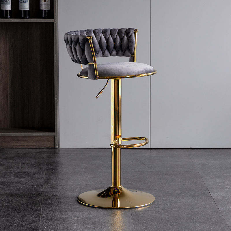 Velvet Swivel Bar Chair - Image 4