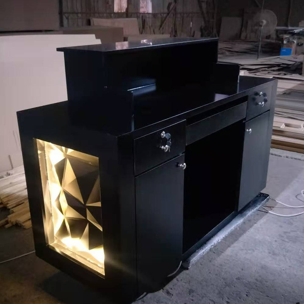 Black Acrylic Artificial Stone Reception Counter - Image 4