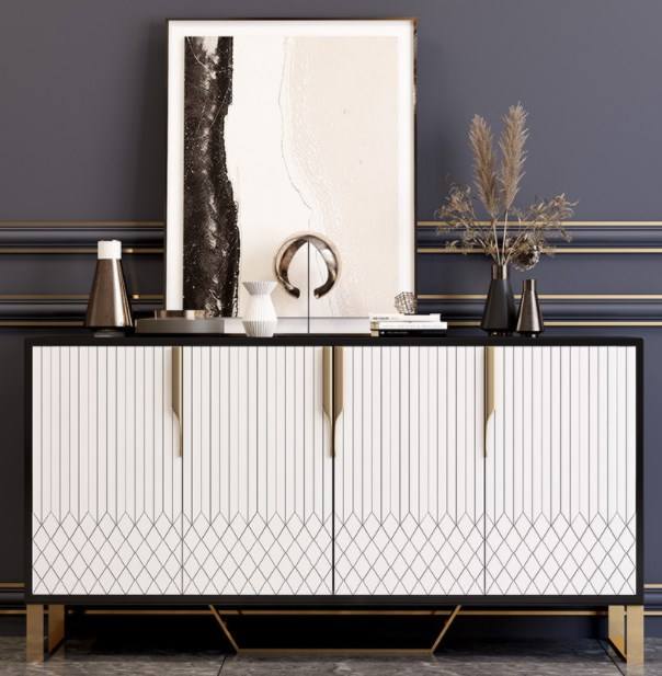 Luxury Modern Stainless Steel Living Home Restaurant Cabinet American Light - Image 4