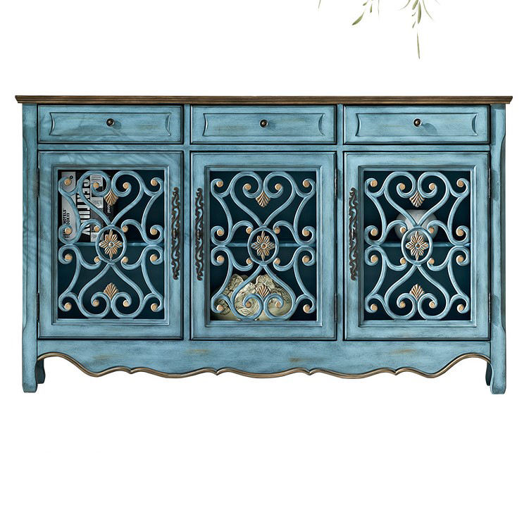 Wood Cabinet Country Shoe Carving Hallway Retro Hand-carved - Image 4