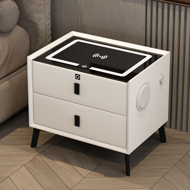 Smart Luxury Wood Table Bedside Light Full Solid Multi-functional Nightstand - Image 5