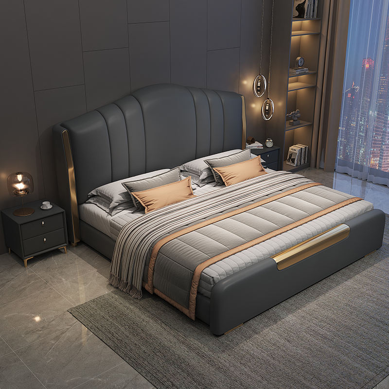 Luxury Leather Bed Italian High-end First Layer Cowhide 1.8m - Image 4
