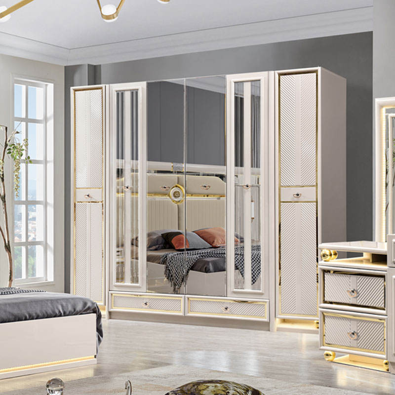 Contemporary Wood Leather Home Bedroom Frame Bed Set Double King - Image 4