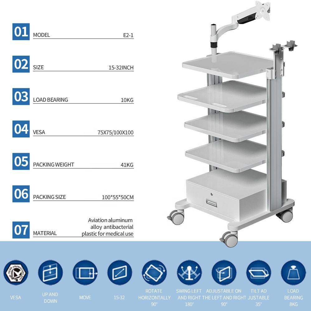 Hospital Mobile Workstation 4Layer Storage - Image 4