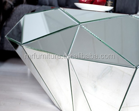 Modern Living Home Table Room Furniture Mirrored Diamond Shape Coffee - Image 5