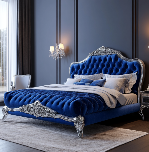 Elegant Bedroom Set Mirror Wooden Furniture King Size Headboard - Image 5