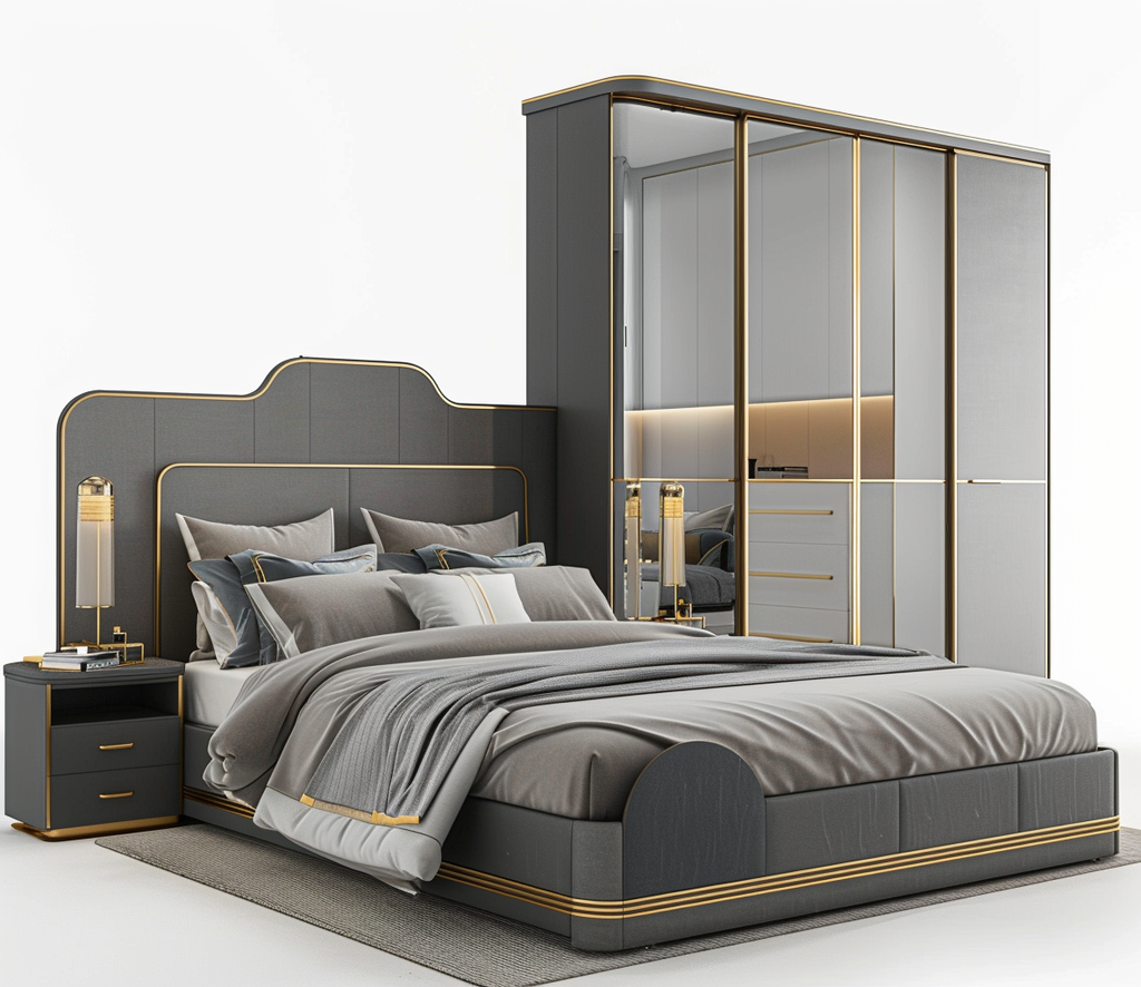 Modern Bedroom Set Full Luxurious King Furniture - Image 5
