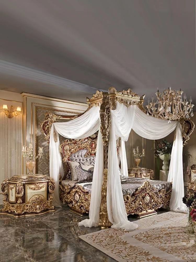 Gold Leafing Antique Bed - Image 3
