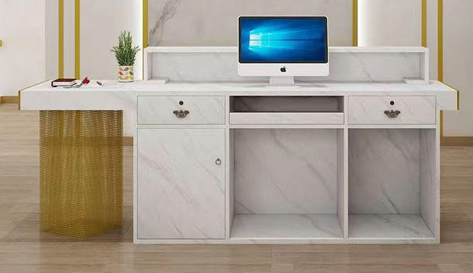 Mini L-Shape Modern Reception Desk – Space-Saving Office Counter - Image 4