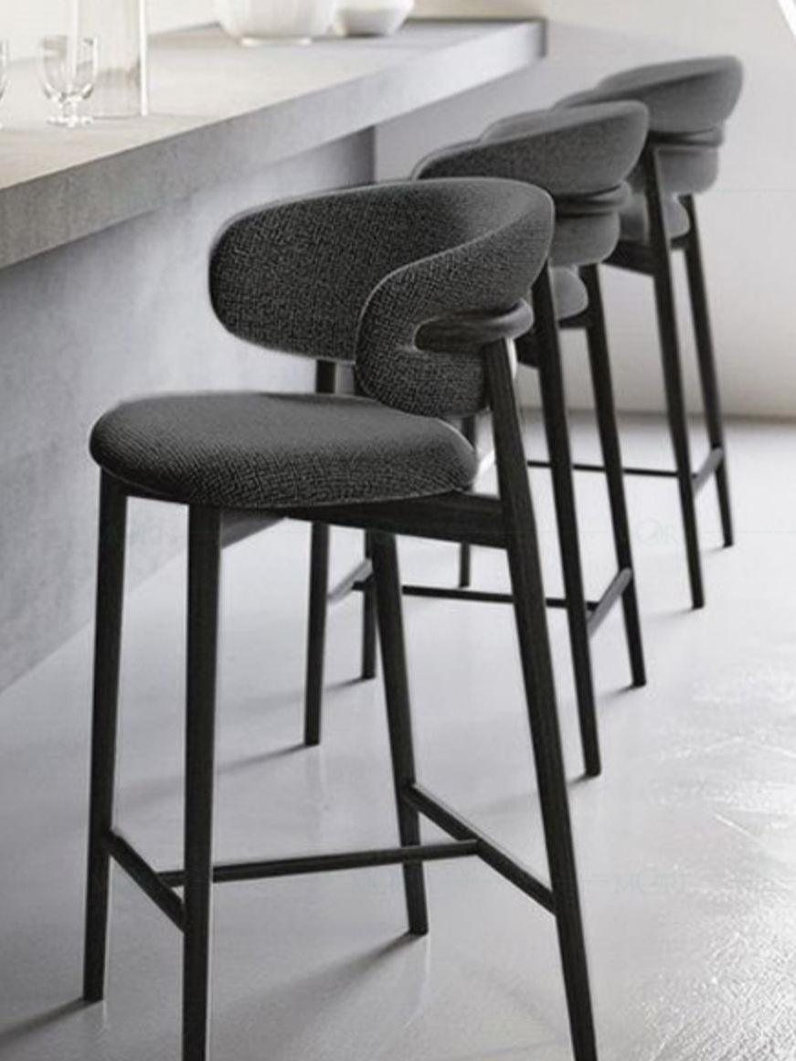 Leather High Stool Bar Chair - Image 4