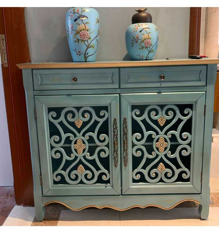 Wood Cabinet Country Shoe Carving Hallway Retro Hand-carved - Image 5