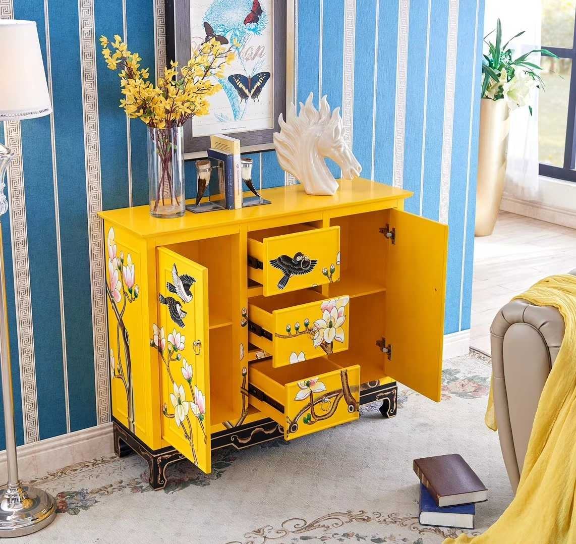 Vintage Wood Living Home Cabinet Room Door Drawers Decor Furniture - Image 5