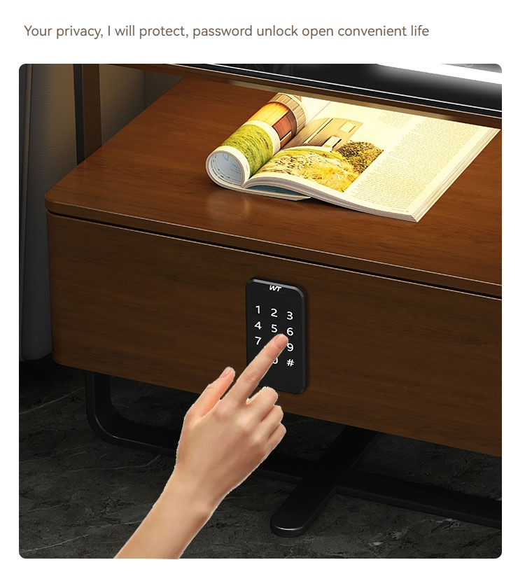 Modern Smart Bedroom Table Furniture Wooden Nightstand Charging Station - Image 4