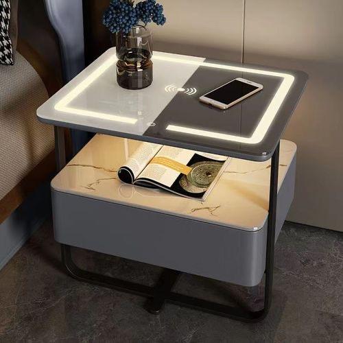 Modern Smart Wood Bedroom Cabinet Table Wireless Charge Household Solid - Image 4
