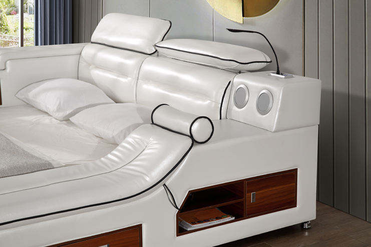 Smart Modern Bed Massage Audio Function King Storage Compartments - Image 5