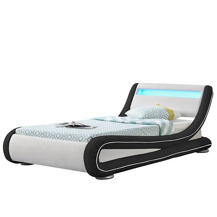 Smart Leather Bed Frame Storage Upholstered  Led - Image 4