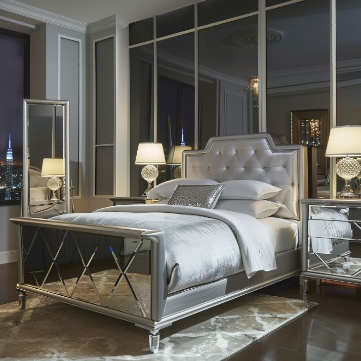Bed Upholstered Tufted Mirrored /queen/king - Image 5