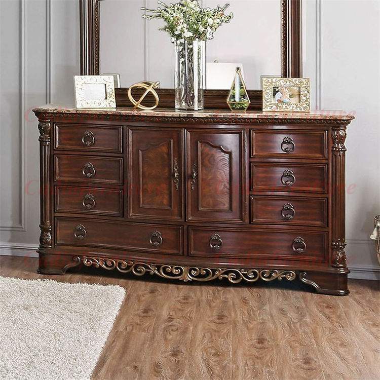 Luxury Wood Bedroom Antique French Furniture Brown Master - Image 5