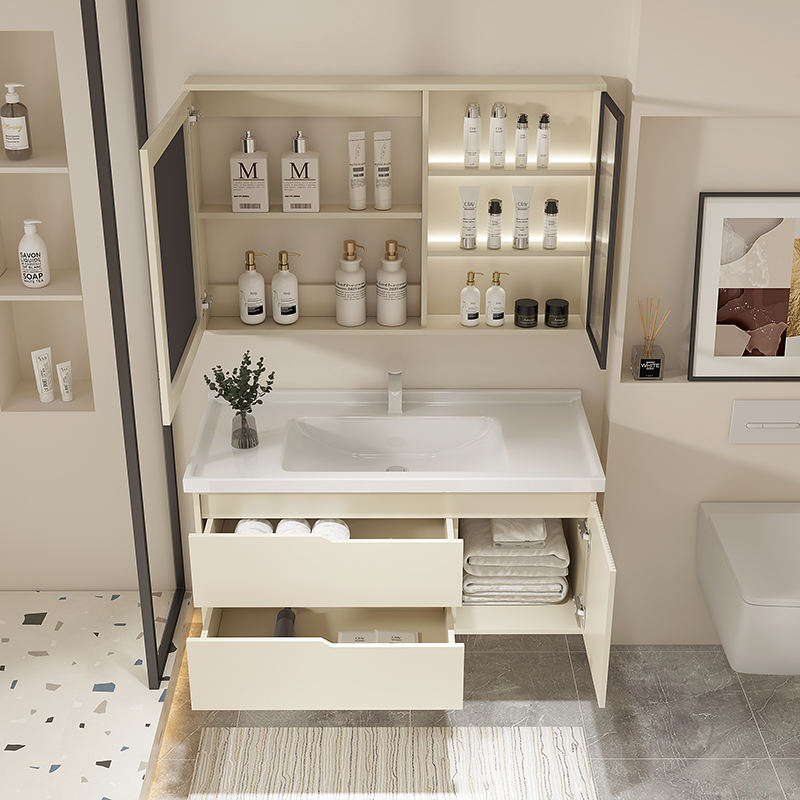 Bathroom Mirror Sink Storage Furniture White Color Vanity Wall - Image 4