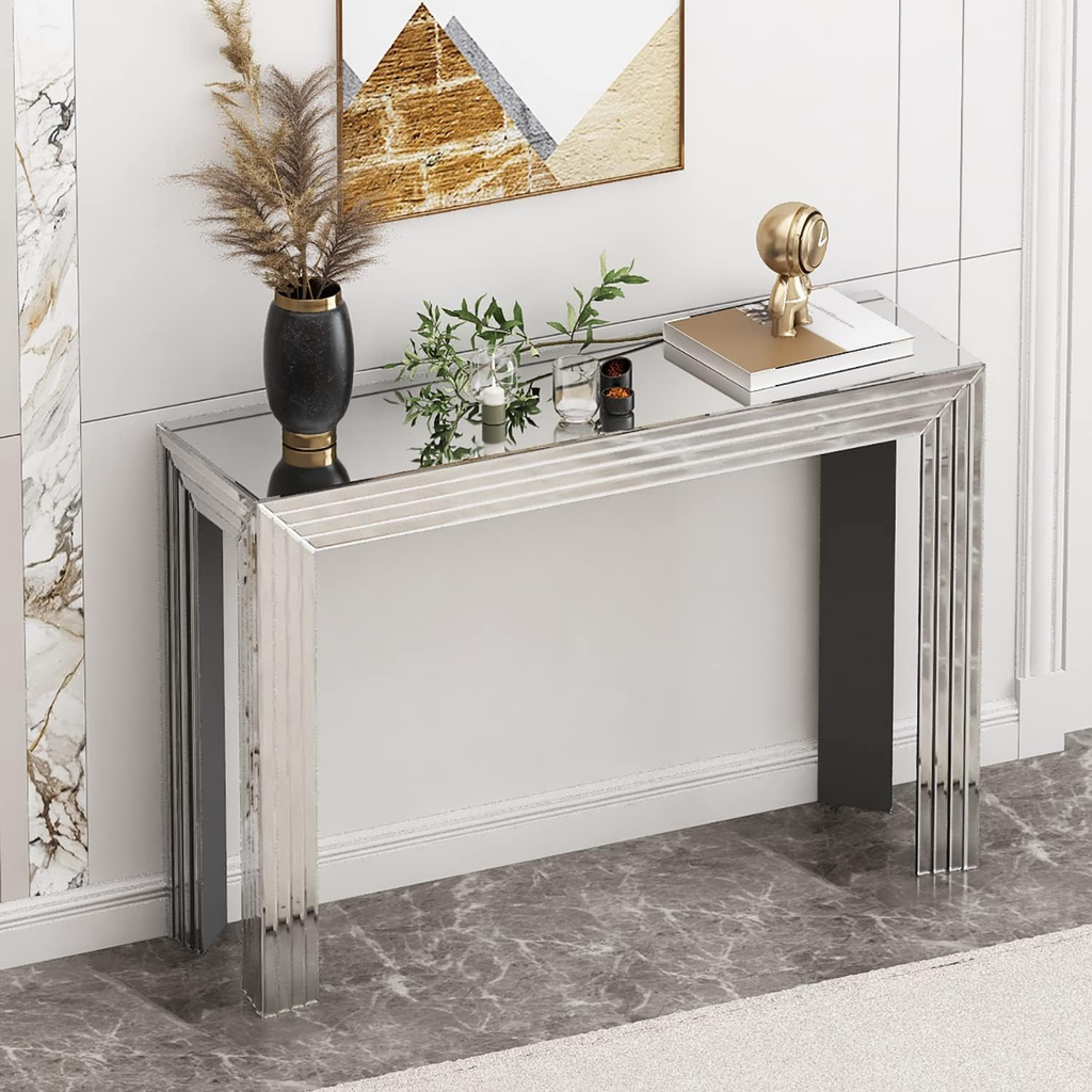 Modern Console Table Mirror Style Hollywood Mirrored Wall (stool Not - Image 6