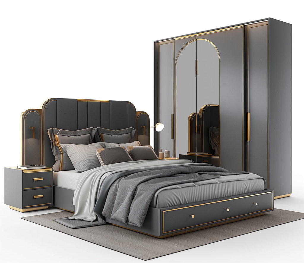 Modern Bedroom Set Full Luxurious King Furniture - Image 6