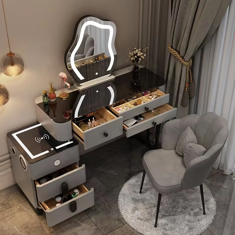 Makeup Table Cabinet Mirror Dressing Side Vanity Desk Lighting - Image 5
