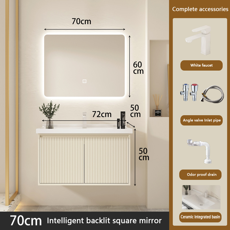 Bathroom Mirror Sink Storage Furniture White Color Vanity Wall - Image 5
