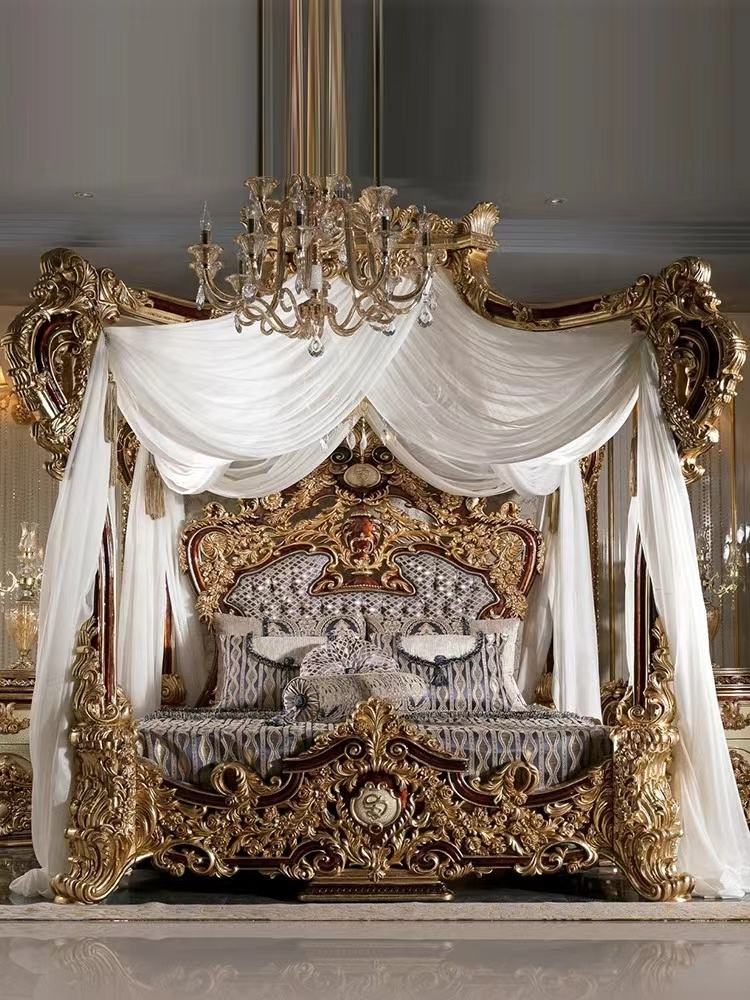 Gold Leafing Antique Bed - Image 4